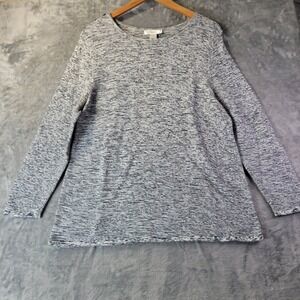 CJ Banks Women X Heathered Gray Cotton Knit Long Sleeve Casual Sweater